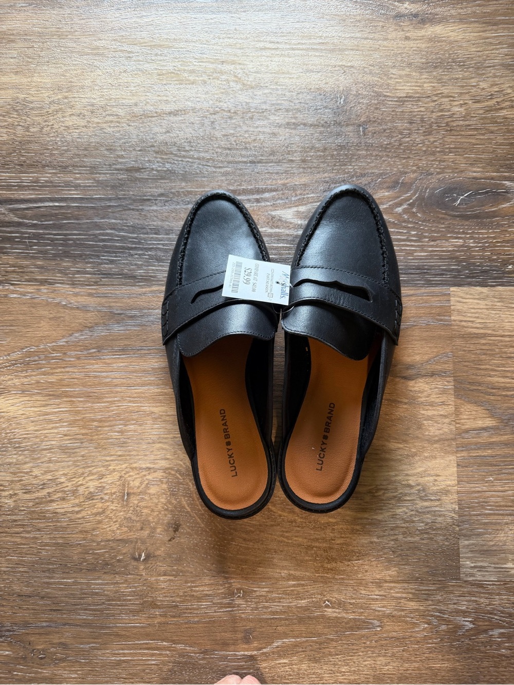 Lucky Brand Black Leather Slip-On Penny Loafers